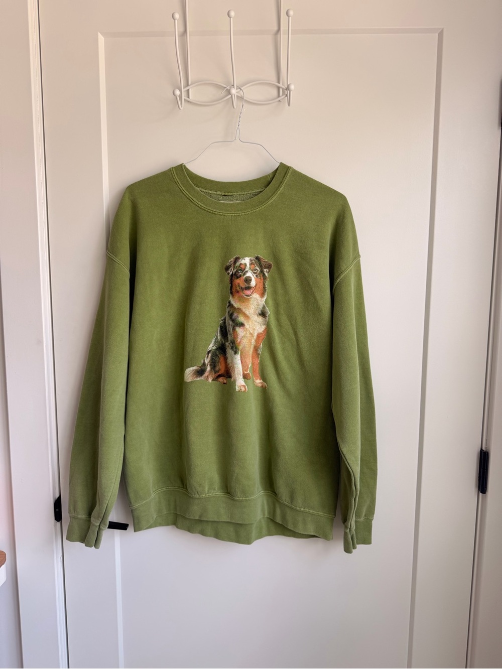 Anthropologie Olive Green Austrailian Shepard Crewneck Sweatshirt - Picture 4 of 8